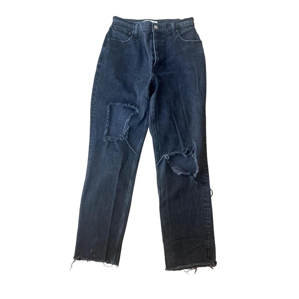 Abercrombie & Fitch The 90s Straight Ultra High Rise Jeans Black Distressed S 27